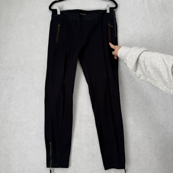 Massimo Dutti Pants Womens Small navy Slim Tapered Ankle Zip Pockets Side Zip - Picture 6 of 10